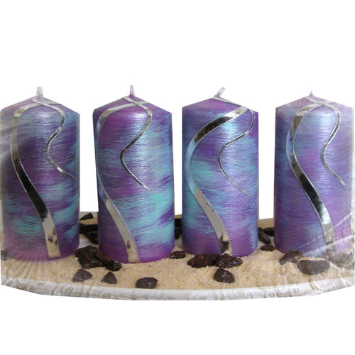 4 Tafelkerzen Set Leuchterkerzen Lila 10x4cm Kerzen Adventskerzen Stumpenkerze 