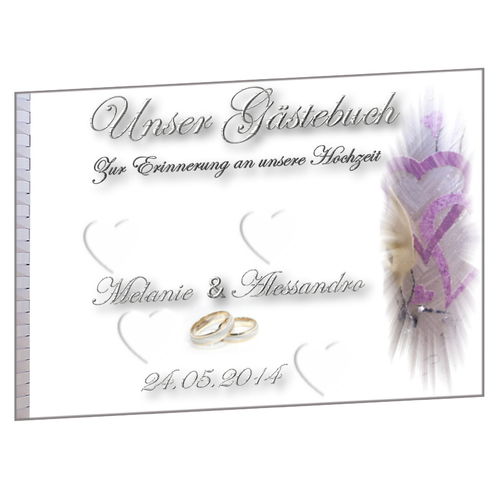 Gästebuch personalisiert zur Hochzeit Verschlungene Herzen mit Calla IH96